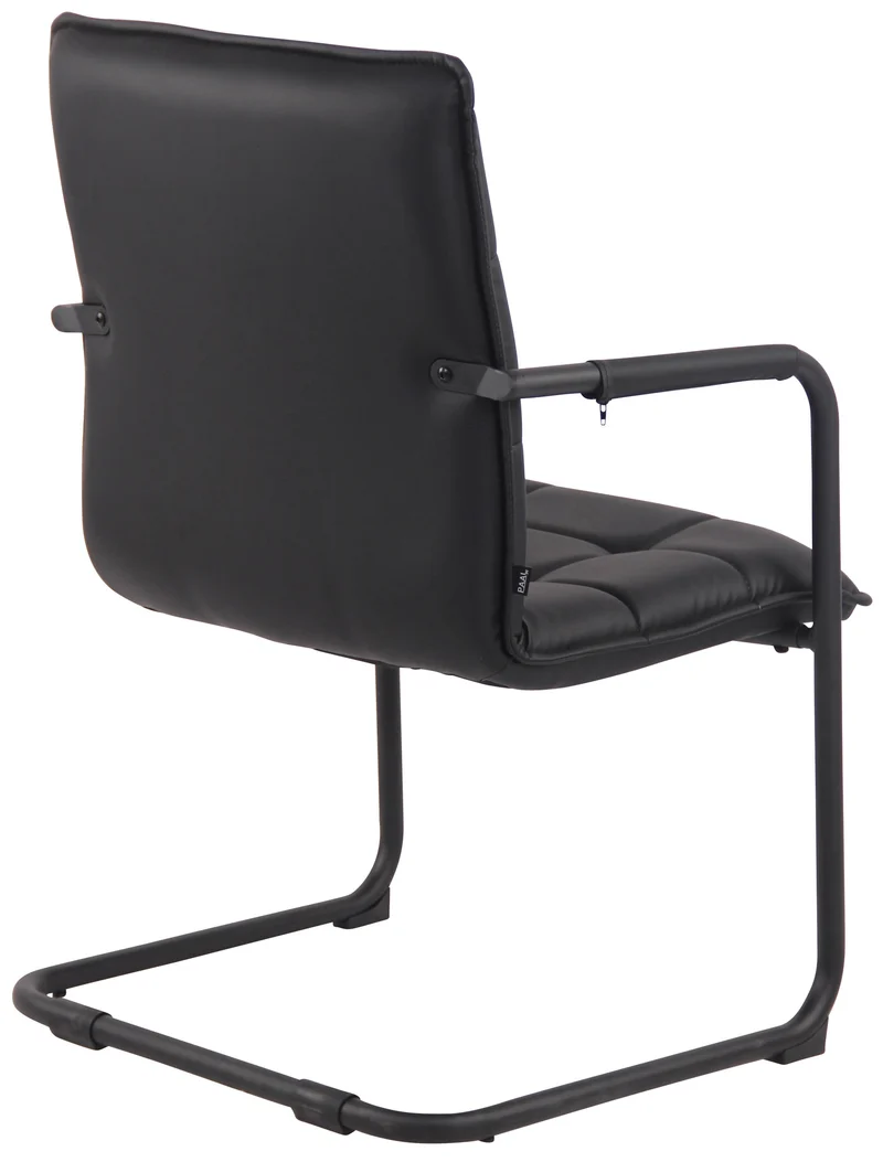 Chaise visiteur fauteuil de bureau sans roulettes en synthétique noir cadre métal noir BUR10479