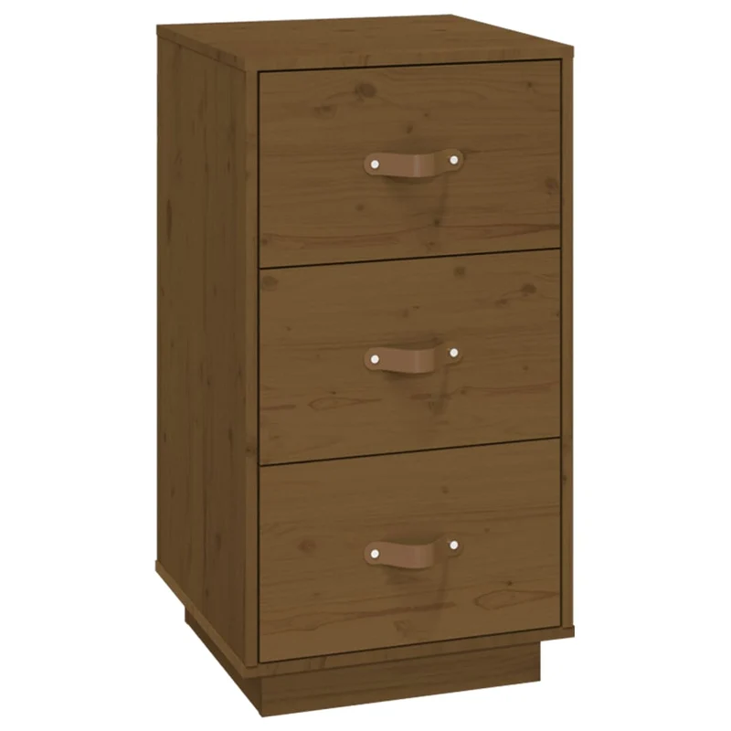 Lot de 2 tables de chevet avec 3 tiroirs 40 x 40 x 75 cm bois de pin couleur marron miel DEC036220