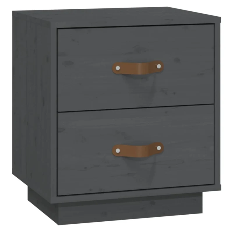 Lot de 2 tables de chevet avec deux tiroirs 40 x 34 x 45 cm bois de pin gris DEC036218