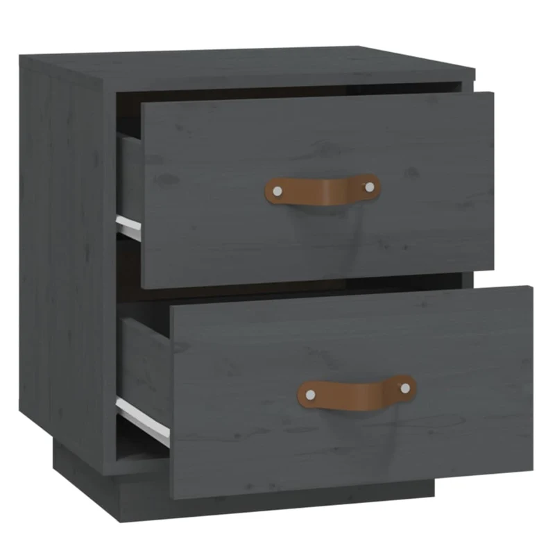 Lot de 2 tables de chevet avec deux tiroirs 40 x 34 x 45 cm bois de pin gris DEC036218
