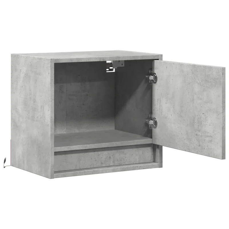 Lot de 2 tables de chevet murales avec lumières LED 45 x 31 x 40,5 cm bois d'ingénierie gris DEC036154