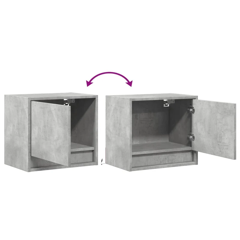 Lot de 2 tables de chevet murales avec lumières LED 45 x 31 x 40,5 cm bois d'ingénierie gris DEC036154