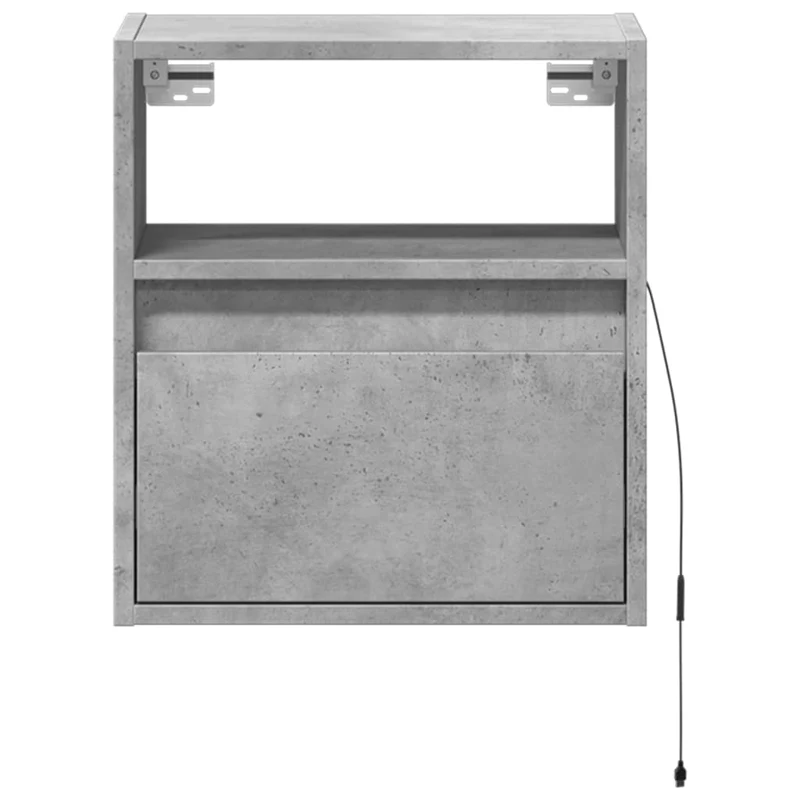 Lot de 2 tables de chevet murales 41 x 31 x 45 cm avec lumières LED en bois d'ingénierie gris DEC036153