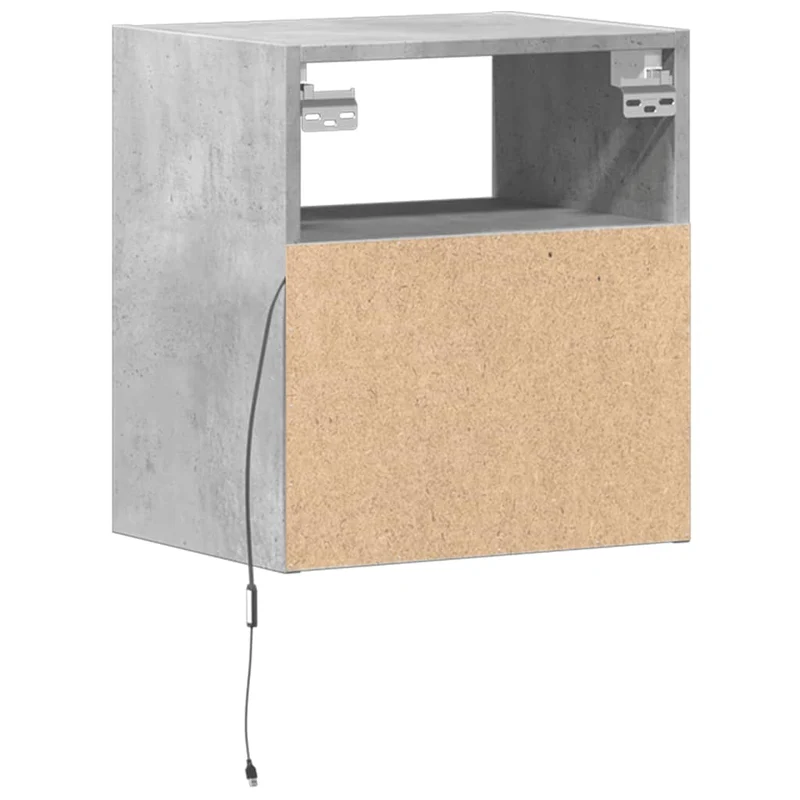 Lot de 2 tables de chevet murales 41 x 31 x 45 cm avec lumières LED en bois d'ingénierie gris DEC036153
