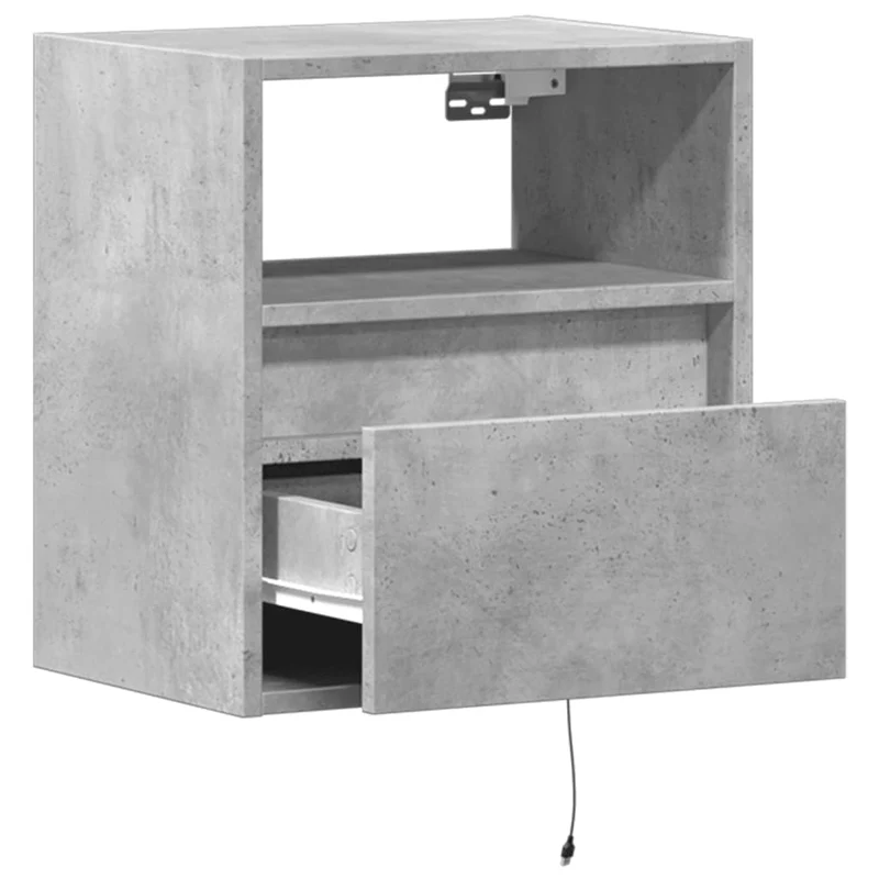 Lot de 2 tables de chevet murales 41 x 31 x 45 cm avec lumières LED en bois d'ingénierie gris DEC036153