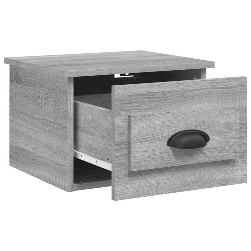 Lot de 2 tables de chevet murales avec tiroir 41,5 x 36 x 28 cm bois d'ingénierie gris DEC036111