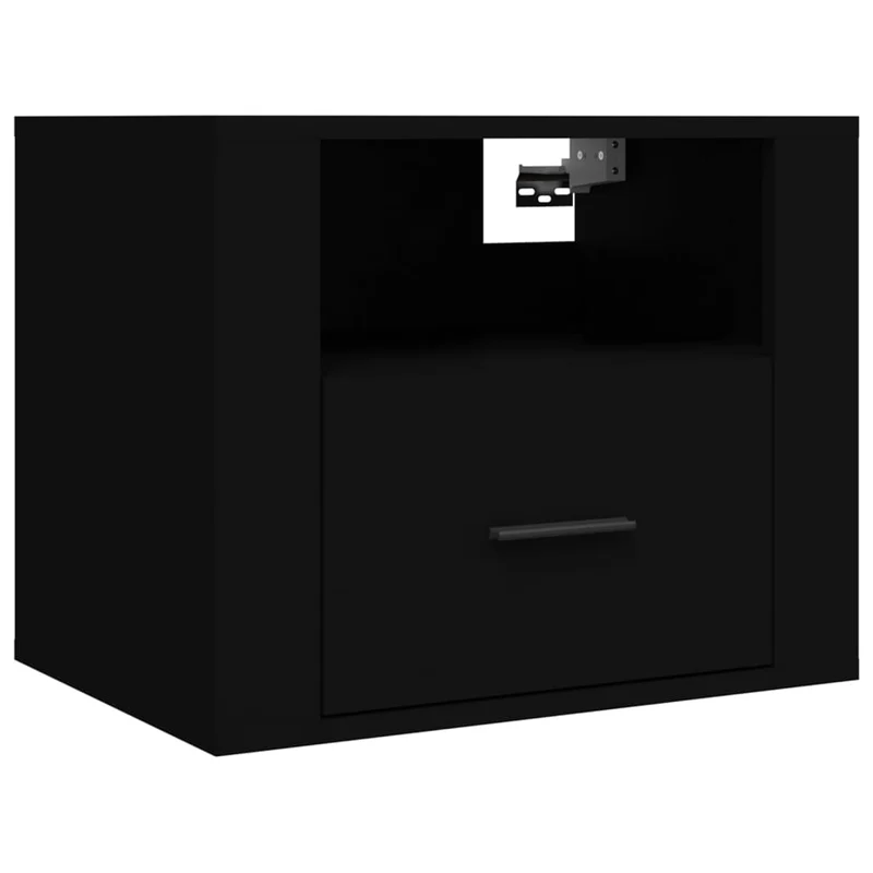 Lot de 2 tables de chevet murales avec tiroir 50 x 36 x 40 cm bois d'ingénierie noir DEC036103