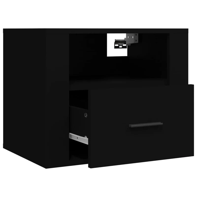 Lot de 2 tables de chevet murales avec tiroir 50 x 36 x 40 cm bois d'ingénierie noir DEC036103