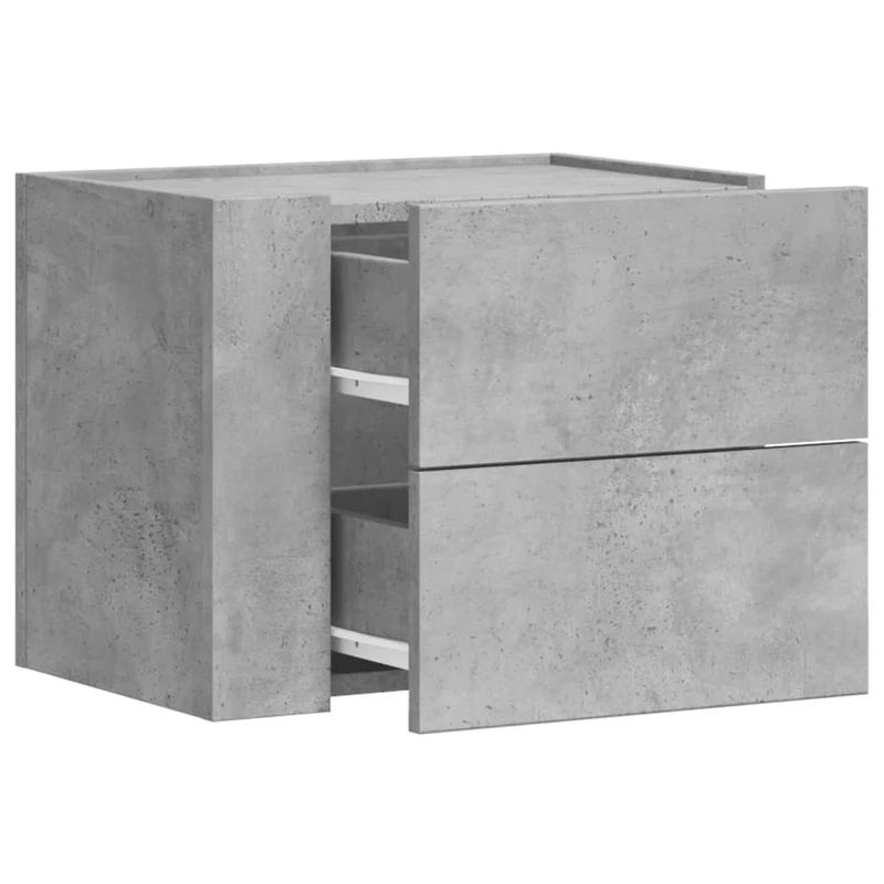 Lot de 2 tables de chevet murales avec deux tiroirs 45 x 30 x 35 cm bois d'ingénierie gris DEC036085