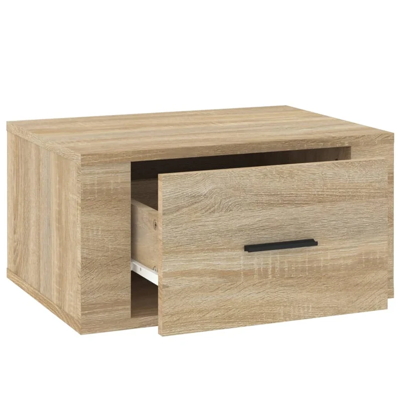 Lot de 2 tables de chevet murales avec tiroir 50 x 36 x 25 cm bois d'ingénierie couleur chêne DEC036075