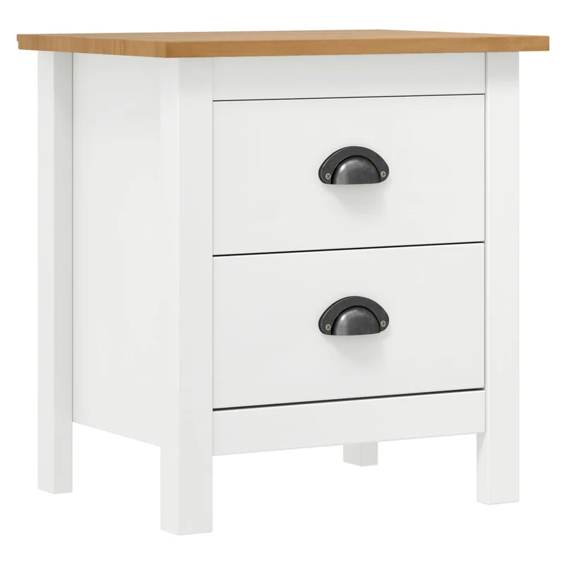 Lot de 2 tables de chevet avec deux tiroirs 46 x 35 x 49,5 cm bois pin blanc et marron DEC036011