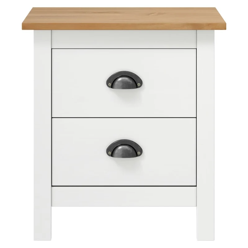 Lot de 2 tables de chevet avec deux tiroirs 46 x 35 x 49,5 cm bois pin blanc et marron DEC036011