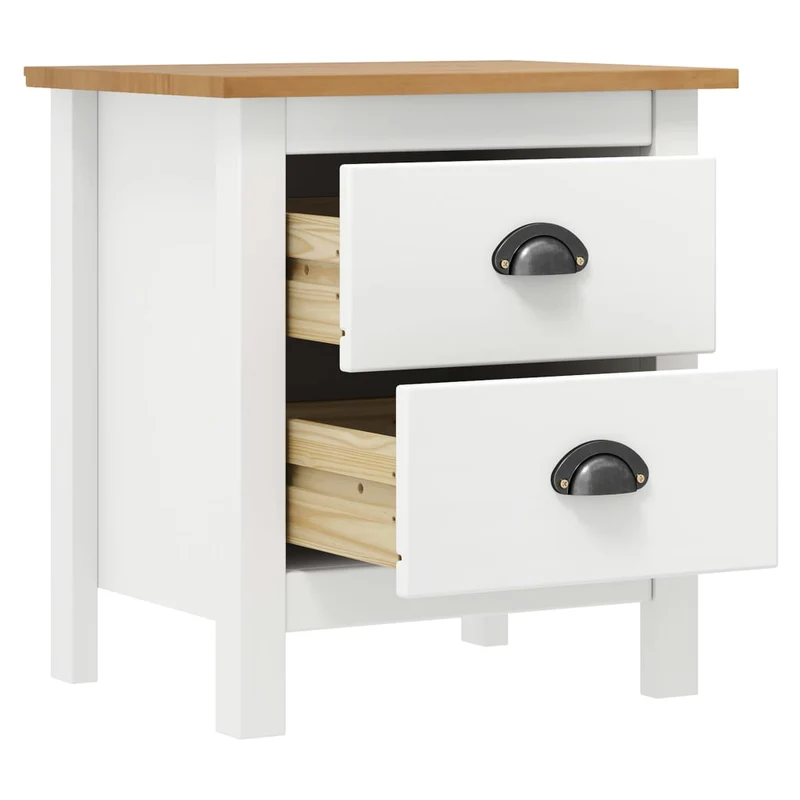 Lot de 2 tables de chevet avec deux tiroirs 46 x 35 x 49,5 cm bois pin blanc et marron DEC036011