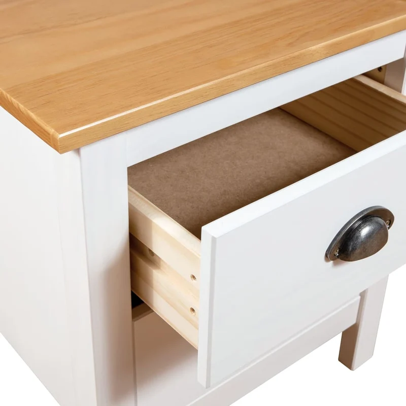 Lot de 2 tables de chevet avec deux tiroirs 46 x 35 x 49,5 cm bois pin blanc et marron DEC036011