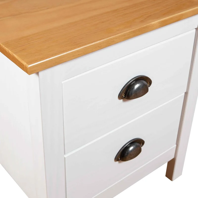 Lot de 2 tables de chevet avec deux tiroirs 46 x 35 x 49,5 cm bois pin blanc et marron DEC036011