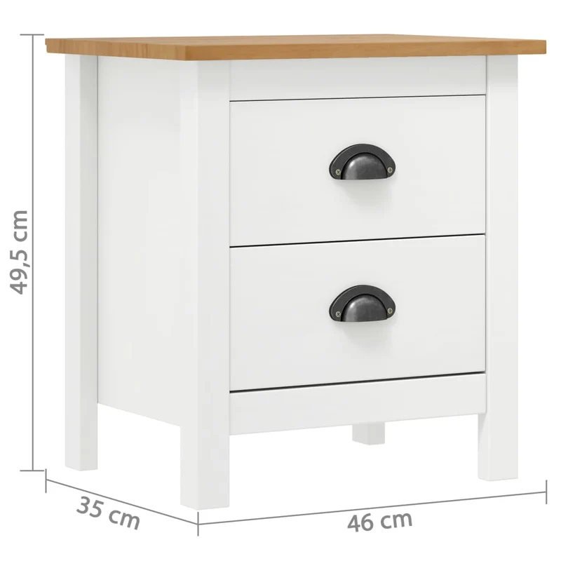 Lot de 2 tables de chevet avec deux tiroirs 46 x 35 x 49,5 cm bois pin blanc et marron DEC036011