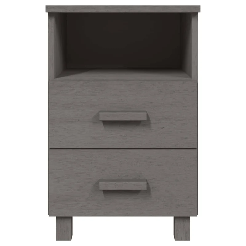 Lot de 2 tables de chevet avec deux tiroirs et compartiment 40 x 35 x 62 cm bois massif gris DEC036006