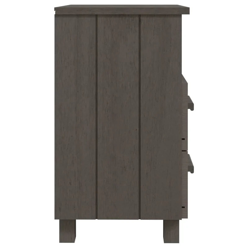 Lot de 2 tables de chevet avec deux tiroirs et compartiment 40 x 35 x 62 cm bois massif gris DEC036006