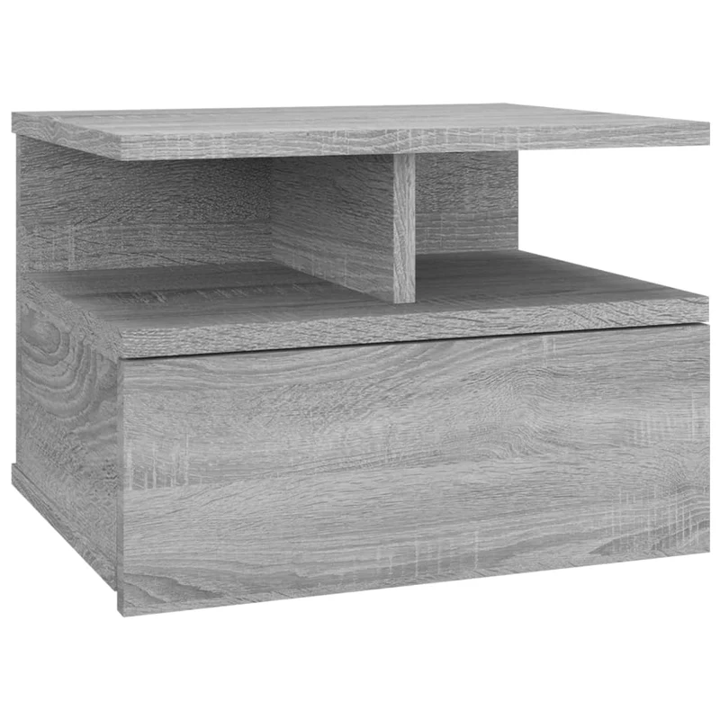 Lot de 2 tables de chevet avec 1 tiroir et compartiments ouverts 40 x 31 x 27 cm bois d'ingénierie gris DEC036001