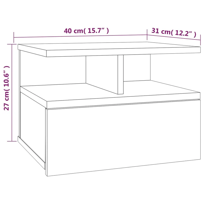 Lot de 2 tables de chevet avec 1 tiroir et compartiments ouverts 40 x 31 x 27 cm bois d'ingénierie gris DEC036001