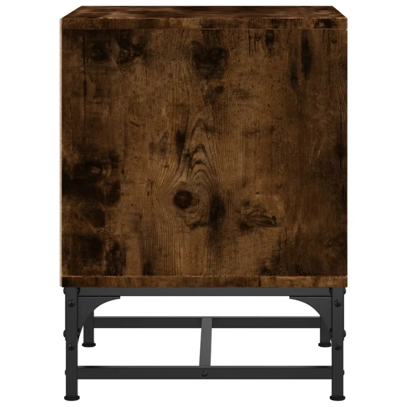 Lot de 2 tables de chevet avec portes vitrées 35 x 37 x 50 cm bois d'ingénierie marron verre et acier DEC035976
