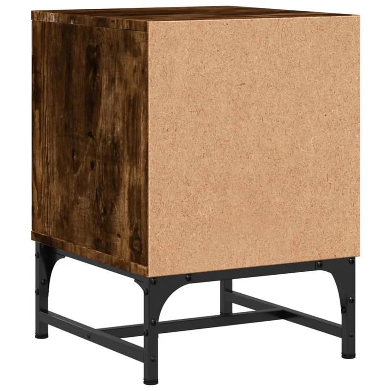 Lot de 2 tables de chevet avec portes vitrées 35 x 37 x 50 cm bois d'ingénierie marron verre et acier DEC035976