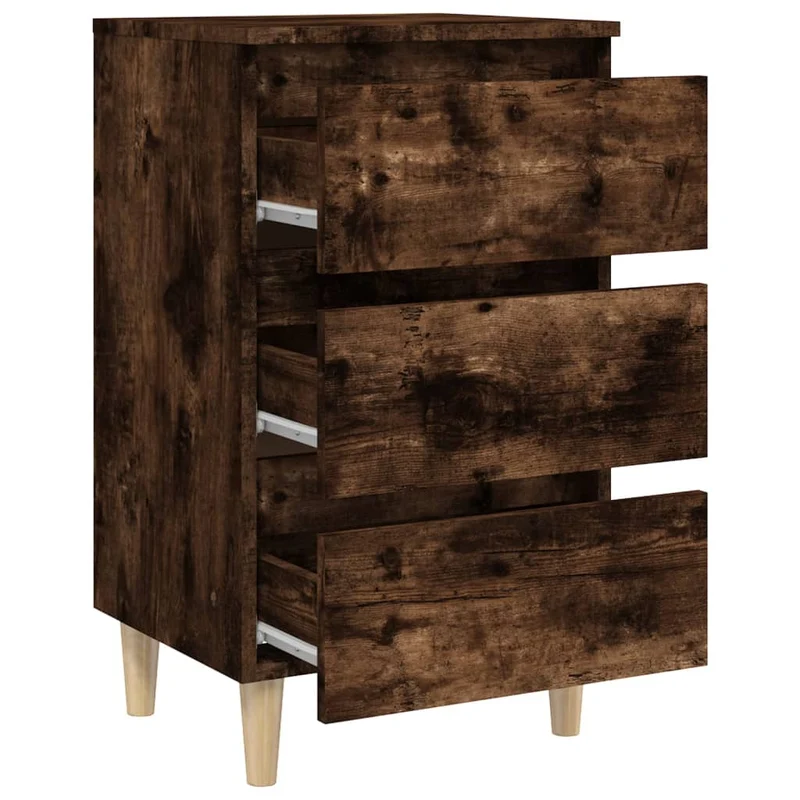 Lot de 2 tables de chevet avec 3 tiroirs 40 x 35 x 69 cm bois d'ingénierie marron DEC035973