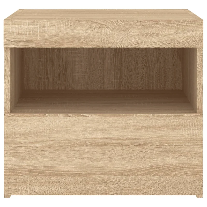 Lot de 2 tables de chevet et lumières LED avec tiroir 50 x 40 x 45 cm bois d'ingénierie couleur chêne DEC035969