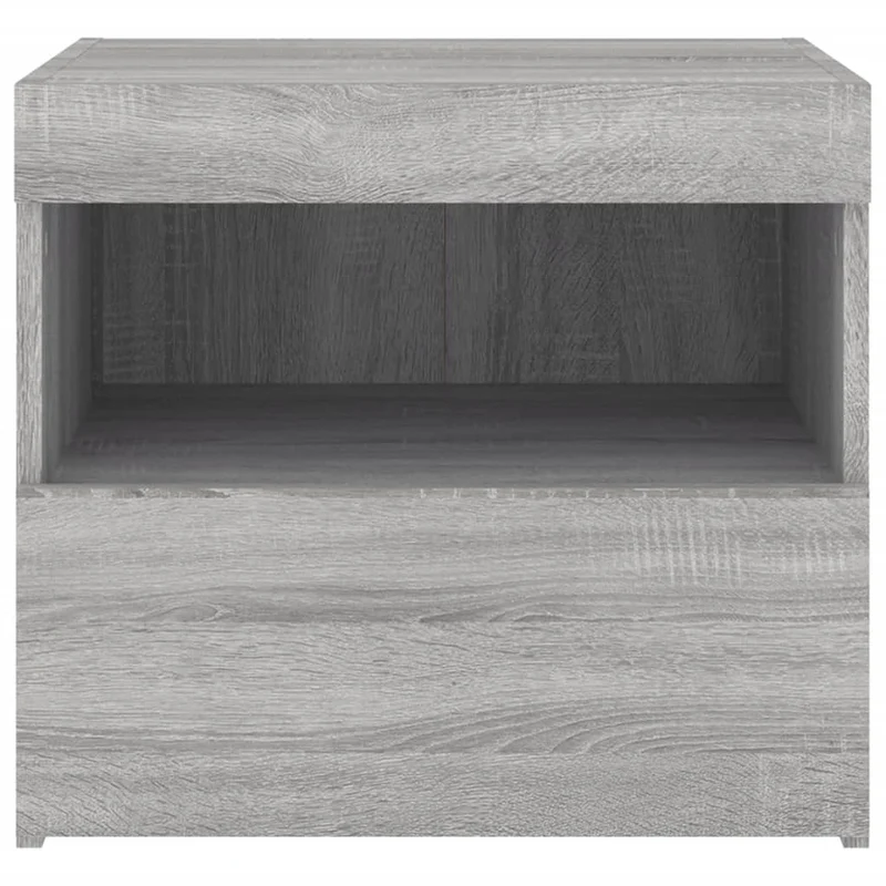 Lot de 2 tables de chevet avec lumières LED et tiroir 50 x 40 x 45cm bois d'ingénierie gris DEC035943