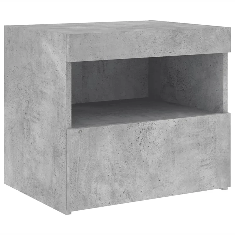 Lot de 2 tables de chevet avec lumières LED avec tiroir 50 x 40 x 45 cm bois d'ingénierie gris DEC035937