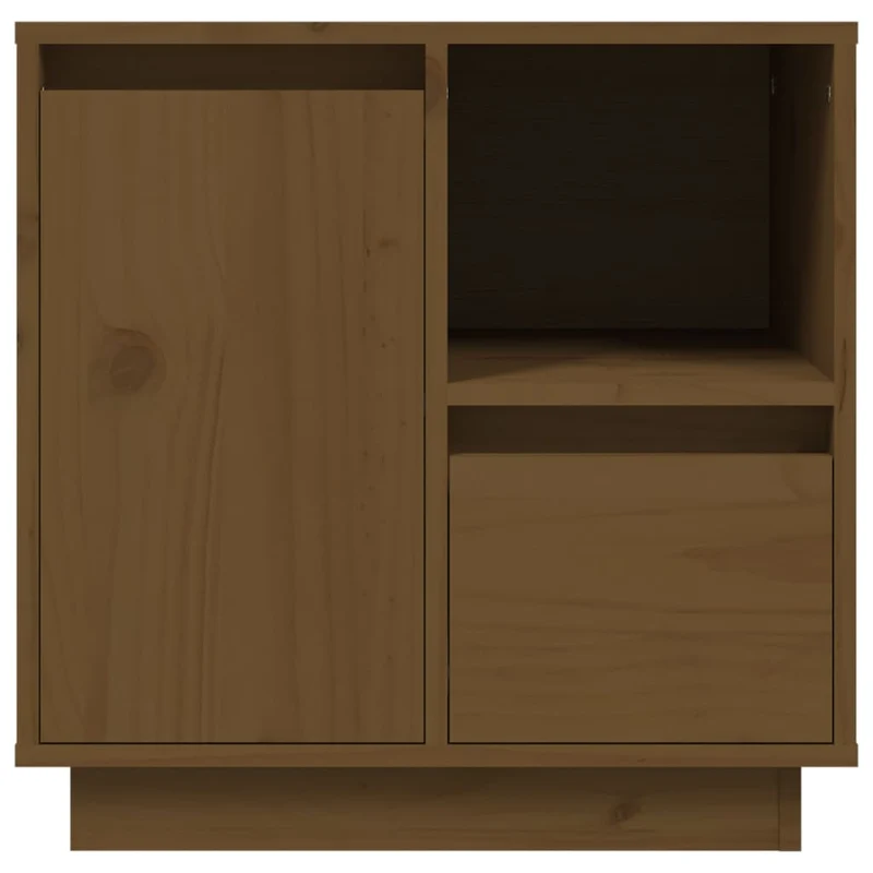 Lot de 2 tables de chevet avec tiroir et compartiment de rangement 50 x 34 x 50cm bois de pin couleur marron miel DEC035925