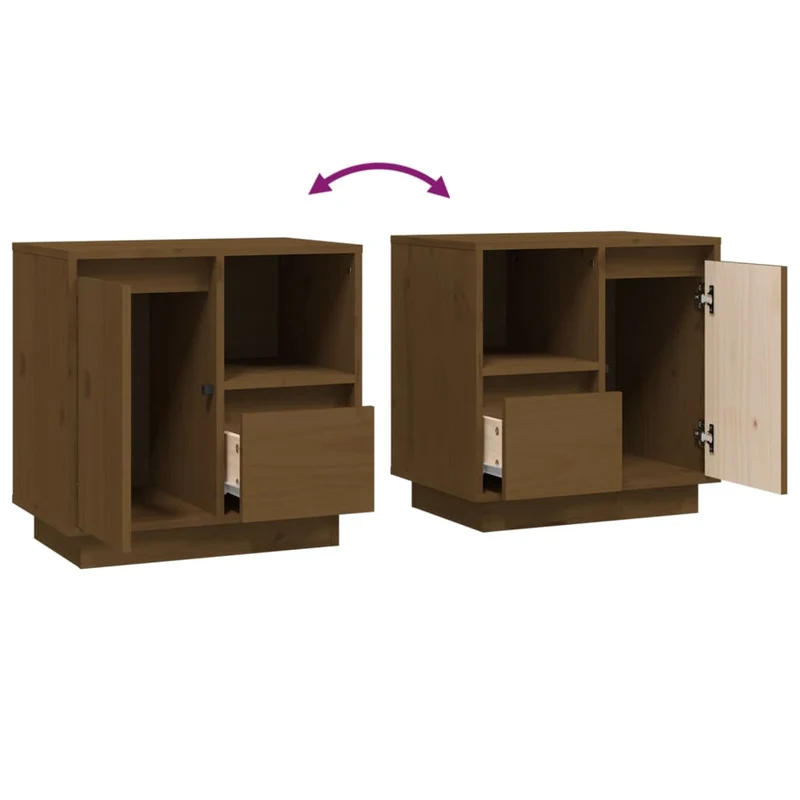 Lot de 2 tables de chevet avec tiroir et compartiment de rangement 50 x 34 x 50cm bois de pin couleur marron miel DEC035925