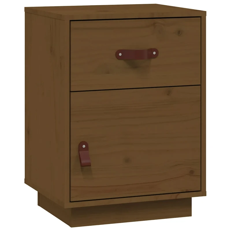 Lot de 2 tables de chevet avec tiroir et compartiment avec porte 40 x 34 x 55cm bois de pin couleur marron chêne DEC035923