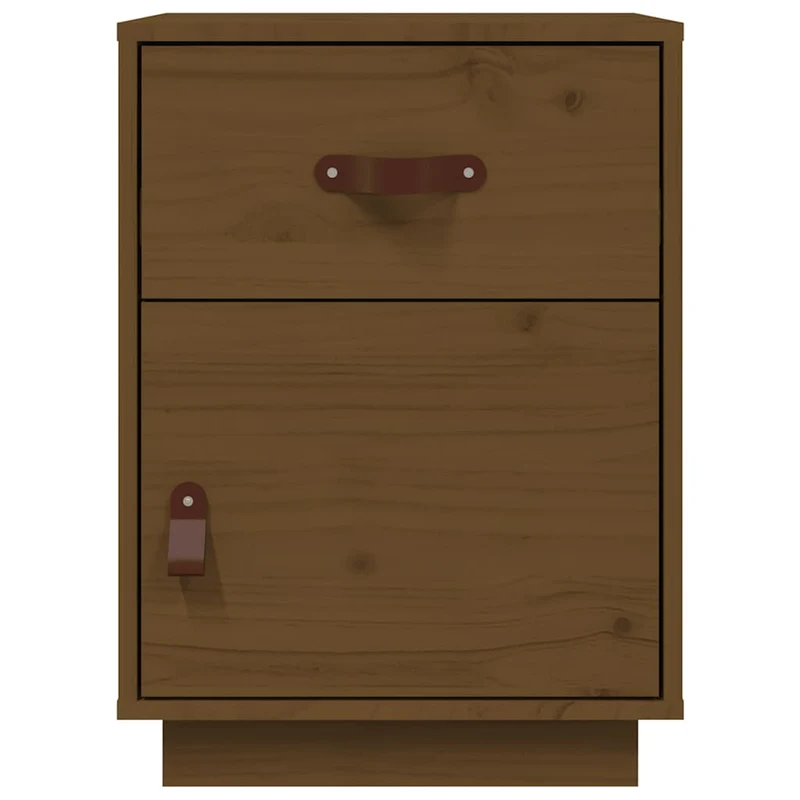 Lot de 2 tables de chevet avec tiroir et compartiment avec porte 40 x 34 x 55cm bois de pin couleur marron chêne DEC035923