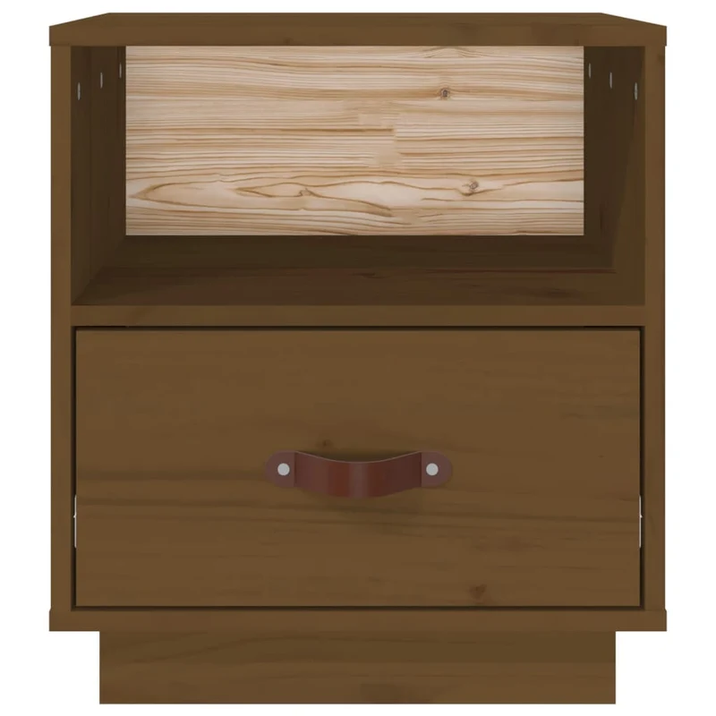 Lot de 2 tables de chevet avec tiroir et compartiment ouvert 40 x 34 x 45cm bois de pin couleur marron miel DEC035920