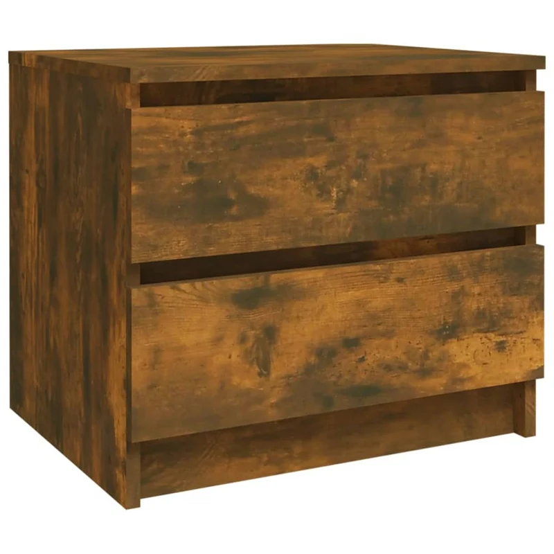 Lot de 2 tables de chevet avec deux tiroirs 50 x 39 x 43,5cm bois d'ingénierie marron DEC035820