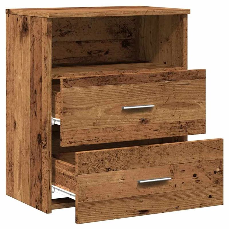 Lot de 2 tables de chevet avec tiroirs 50 x 32 x 60 cm bois d'ingénierie marron DEC035779