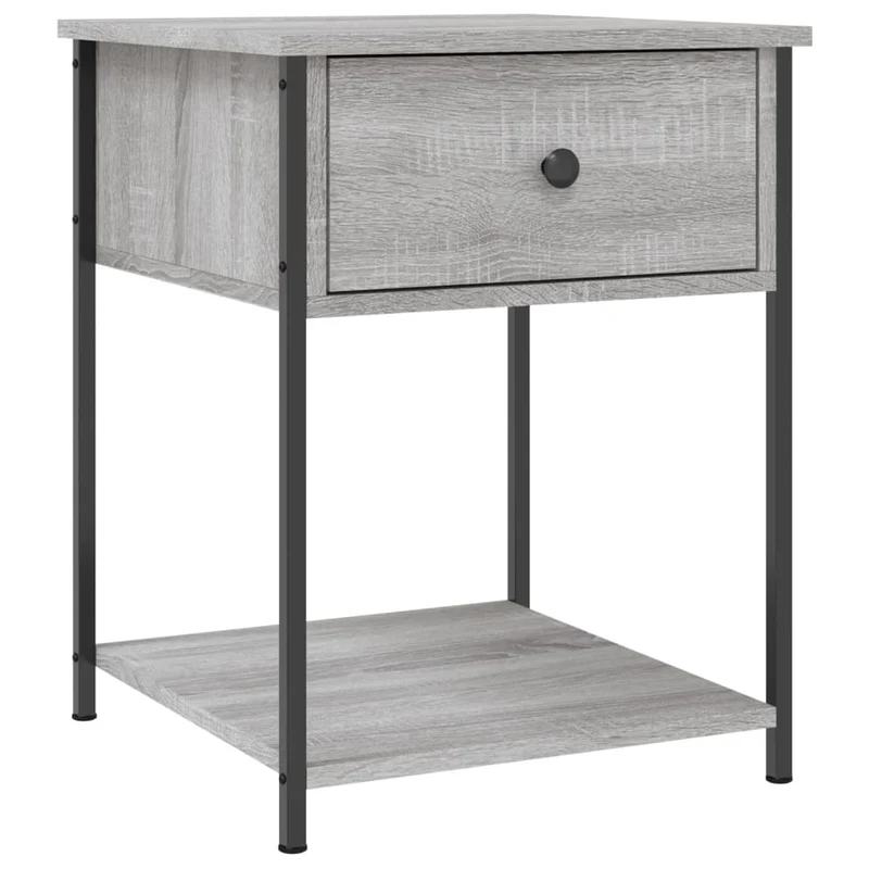 Lot de 2 tables de chevet avec tiroir et étagère 44 x 45 x 58 cm bois ingénierie gris DEC035742