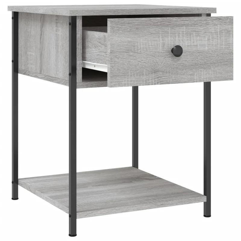 Lot de 2 tables de chevet avec tiroir et étagère 44 x 45 x 58 cm bois ingénierie gris DEC035742