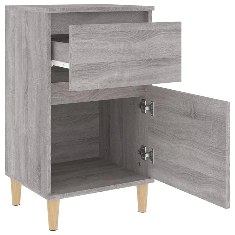 Lot de 2 tables de chevet avec tiroir et compartiment avec porte 40 x 35 x 70 cm bois d'ingénierie gris DEC035709