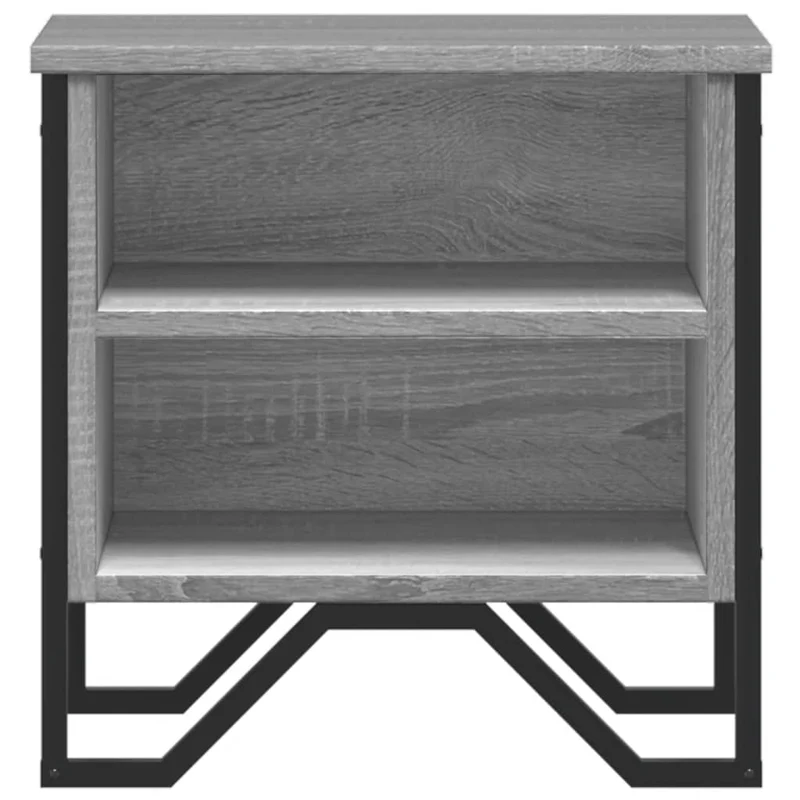 Lot de 2 tables de chevet avec étagères 40 x 30 x 40cm bois d'ingénierie gris et métal DEC035664