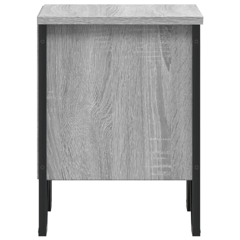 Lot de 2 tables de chevet avec étagères 40 x 30 x 40cm bois d'ingénierie gris et métal DEC035664