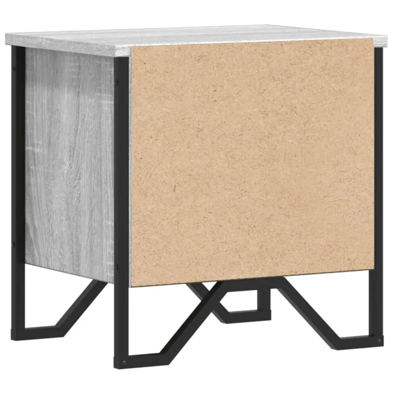 Lot de 2 tables de chevet avec étagères 40 x 30 x 40cm bois d'ingénierie gris et métal DEC035664