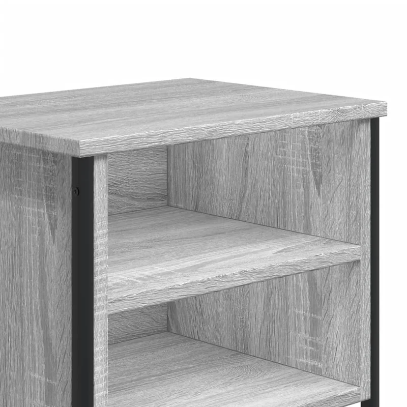 Lot de 2 tables de chevet avec étagères 40 x 30 x 40cm bois d'ingénierie gris et métal DEC035664