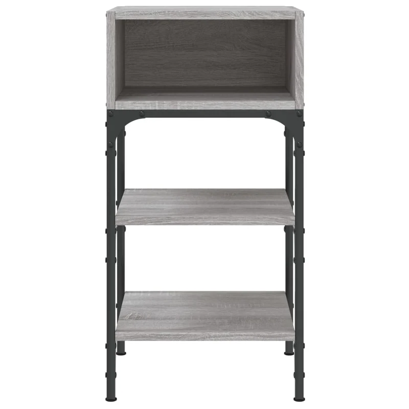 Lot de 2 tables de chevet avec étagères 35 x 34,5 x 70cm bois ingénierie gris et fer DEC035652