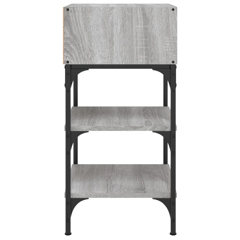 Lot de 2 tables de chevet avec étagères 35 x 34,5 x 70cm bois ingénierie gris et fer DEC035652