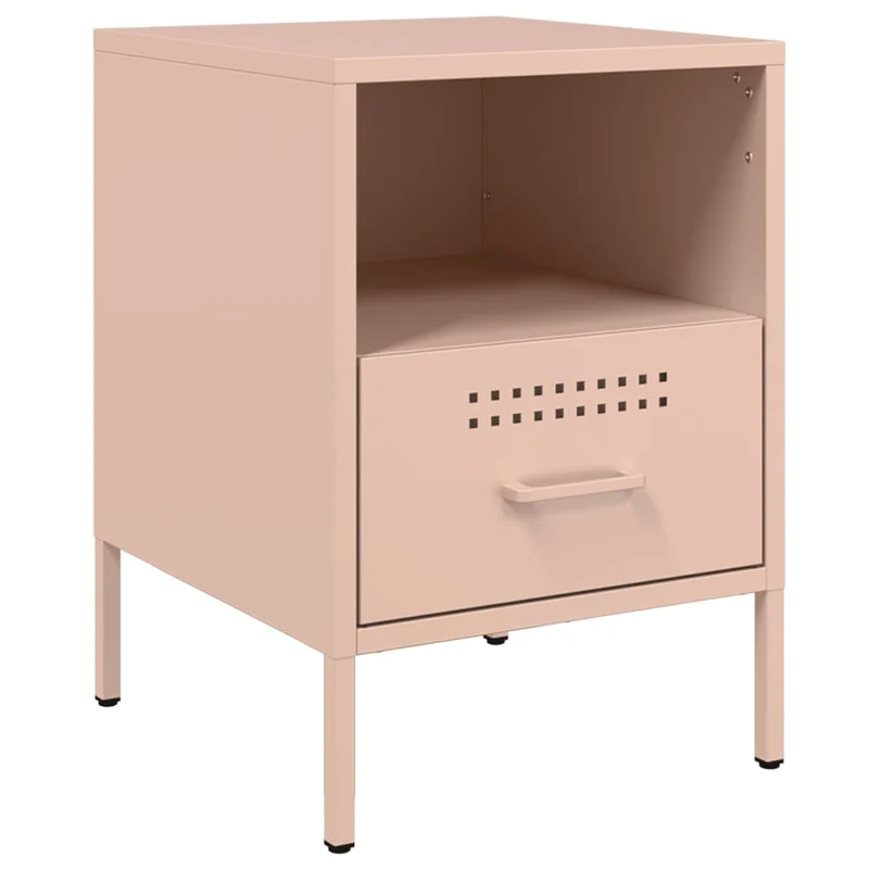 Lot de 2 tables de chevet avec tiroir et compartiment ouvert 36 x 39 x 50,5 cm acier rose DEC035630