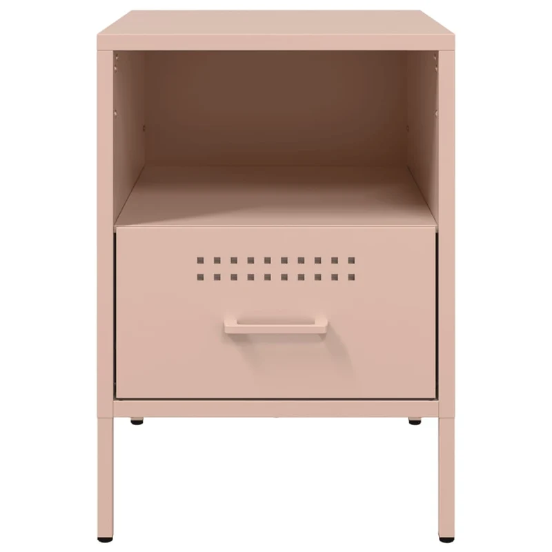 Lot de 2 tables de chevet avec tiroir et compartiment ouvert 36 x 39 x 50,5 cm acier rose DEC035630