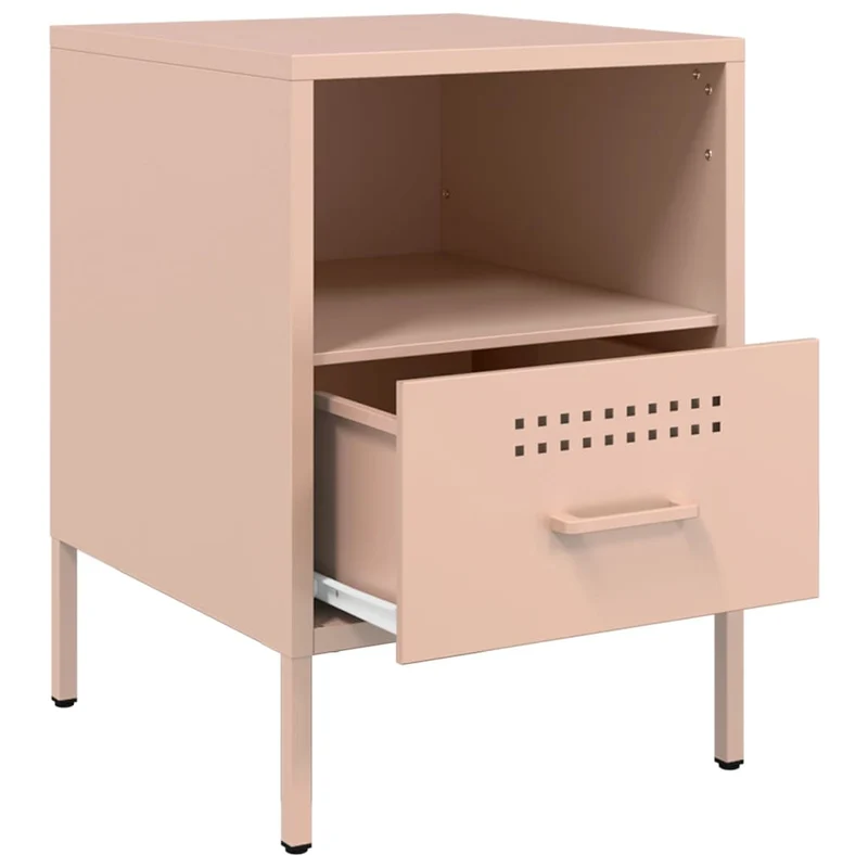 Lot de 2 tables de chevet avec tiroir et compartiment ouvert 36 x 39 x 50,5 cm acier rose DEC035630