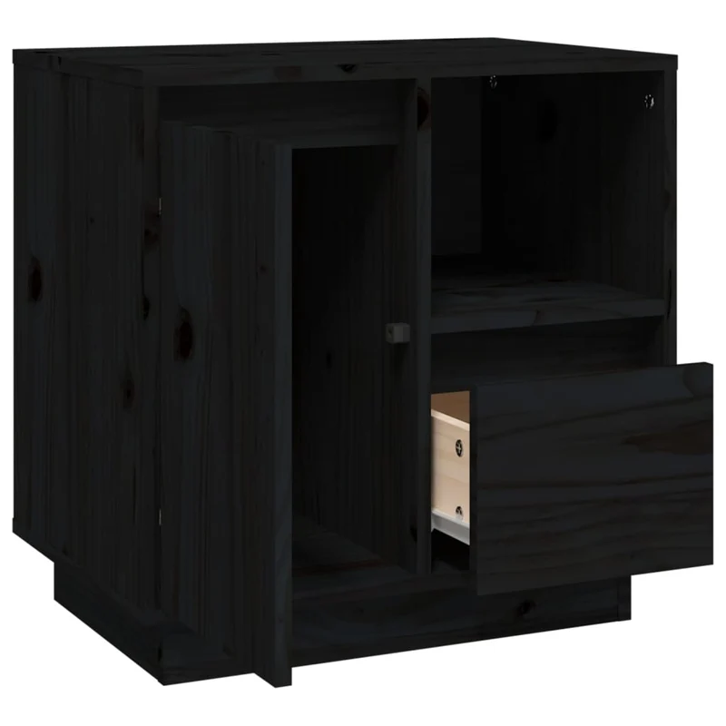 Lot de 2 tables de chevet avec tiroir et compartiment de rangement 50 x 34 x 50 cm bois de pin noir DEC035603